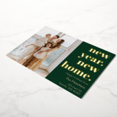 シンプルな新年の新居写真引越し 箔シーズンカード (回転した状態)