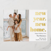 シンプルな新年の新居引越し写真ホリデーカード 箔シーズンカード (正面)