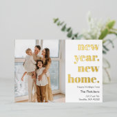 シンプルな新年の新居引越し写真ホリデーカード 箔シーズンカード (立ち正面)