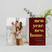 シンプルな新年の新居引越し 箔シーズンカード (立ち正面)