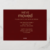 シンプルな新年の新居引越し 箔シーズンカード (裏面)