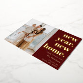 シンプルな新年の新居引越し 箔シーズンカード (回転した状態)