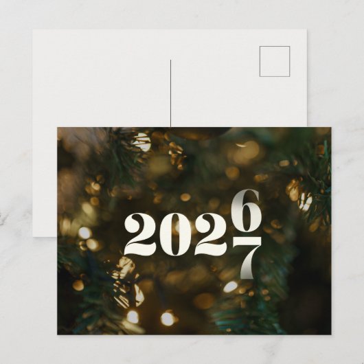 シンプルな新年 2027 ポストカード (正面/裏面)