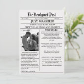 シンプルな新聞風の結婚発表 招待状 (スタンド正面)