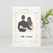 シンプルな新郎新婦の結婚式 セーブザデート (スタンド正面)