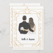 シンプルな新郎新婦の結婚式 セーブザデート (正面/裏面)