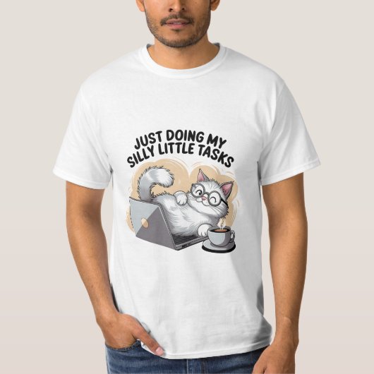 シンプルな日常をユーモアと共に！✨💻🐈 Tシャツ (正面)