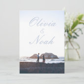 シンプルな映画のポスター モダンな青い写真 ウェディング 招待状 (スタンド正面)