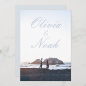 シンプルな映画のポスター モダンな青い写真 ウェディング 招待状 (正面/裏面)