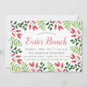 シンプルな春の花のイースター・ブランチ 招待状 (正面)