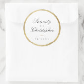 シンプルな書道スクリプト シンプルな結婚式のプチギフト ラウンドシール (バッグ)