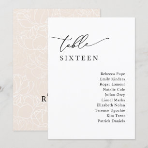 シンプルな書道 ラスティック 席札 プラン テーブル カード