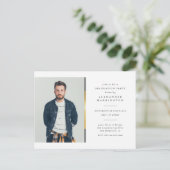 シンプルな最小主義のモダンな写真の卒業パーティー インビテーションポストカード (スタンド正面)