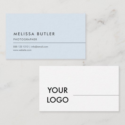 シンプルな最小主義のロゴのパステル調の青 名刺 (正面/裏面)