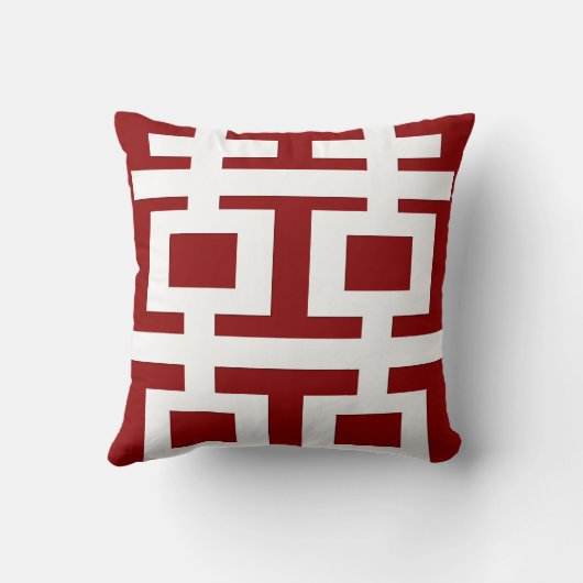 シンプルな最小主義の二重幸福の中国のな結婚式 クッション (裏面)