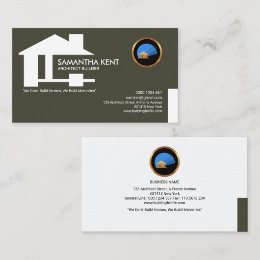 シンプルな最小主義の創造的な建築者の建築家 名刺 (正面/裏面)