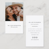 シンプルな最小主義の粋なタイポグラフィの写真撮影 名刺 (正面/裏面)