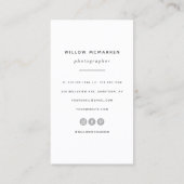 シンプルな最小主義の粋なタイポグラフィの写真撮影 名刺 (裏面)