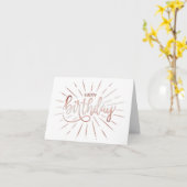 シンプルな最小主義の美しい誕生日のばら色の金ゴールド光線 カード (黄色い花)