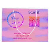 シンプルな最小QRコードにロゴを追加 スキャンコード名を付ける ラージペーパーバッグ (裏面)