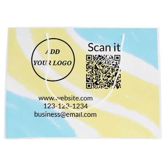 シンプルな最小QRコードにロゴを追加 スキャンコード名を付ける ラージペーパーバッグ (正面)