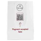 シンプルな最小QRコードにロゴを追加 スキャンコード名テキスト ミディアムペーパーバッグ (裏面)