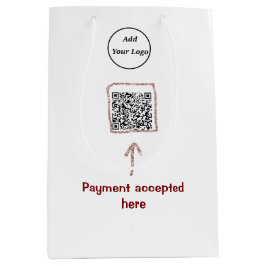 シンプルな最小QRコードにロゴを追加 スキャンコード名 テ ミディアムペーパーバッグ