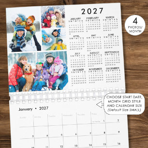 シンプルな月4枚の写真 2027年カレンダー カレンダー