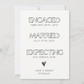 シンプルな期待のタイムラインの妊娠の発表 案内状 (正面)