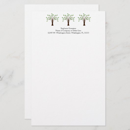 シンプルな木の自然の名前をカスタムする生命の樹 便箋 (正面/裏面)