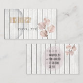 シンプルな木製の優しい花柄コンサルタント 名刺 (正面/裏面)