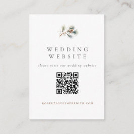 シンプルな松の枝の冬の結婚式ウェブサイトQRコード エンクロージャーカード