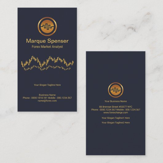 シンプルな株式取引所グラフ投資マネージャー 名刺 (正面/裏面)