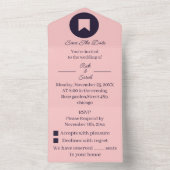 シンプルな桃のカスタマイズ・セーブ・ザ・デート オールインワン招待状 (内側)