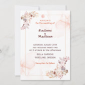 シンプルな桃の花のウェディング招待状 招待状 (正面)