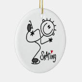 シンプルな棒の姿のアイススケートのTシャツおよびギフト セラミックオーナメント (右)