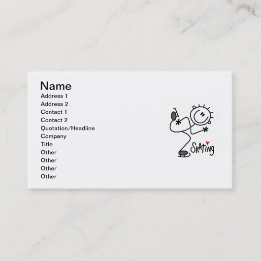 シンプルな棒の姿のアイススケートのTシャツおよびギフト 名刺 (正面)