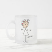 シンプルな棒の姿のナースのTシャツおよびギフト フロストグラスマグカップ (左)