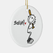 シンプルな棒の姿の野球のTシャツおよびギフト セラミックオーナメント (右)