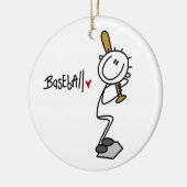 シンプルな棒の姿の野球のTシャツおよびギフト セラミックオーナメント (左)