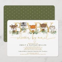 シンプルな森のグリーン ベイビーシャワー By Mail