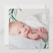 シンプルな植物のクロス名付け親提案写真 招待状 (裏面)