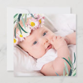 シンプルな植物のクロス名付け親提案写真 招待状 (裏面)