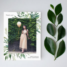 シンプルな植物のワンフォト 卒業感謝 ポストカード