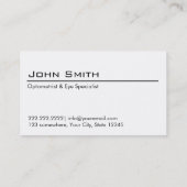 シンプルな検眼医及び目専門家の名刺 名刺 (裏面)