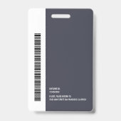 シンプルな楕円形のロゴ  従業員の写真 名前 バーコード バッジ (裏面)