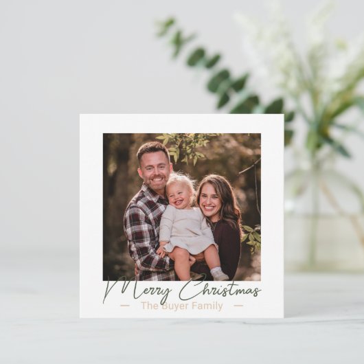 シンプルな楽しみ1枚の写真クリスマスカード シーズンカード (スタンド正面)
