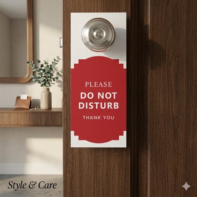 シンプルな歓迎とお邪魔します リバーシブル ドアノブサイン (Simple Welcome and Do Not Disturb Reversible Door Hanger)