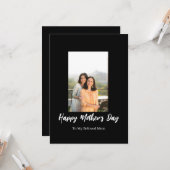 シンプルな母の日の黒と白のメッセージ カード (正面/裏面インサイチュ)