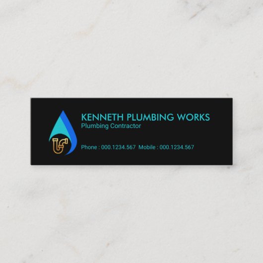 シンプルな水低下の特別な金ゴールドの管の配管 スキニー名刺 (正面)